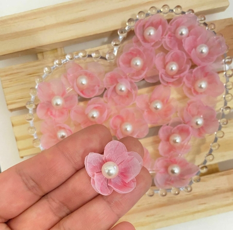 APLIQUE VOAL TIPO ORQUIDEA ROSA BEBE- 4 UNIDADES