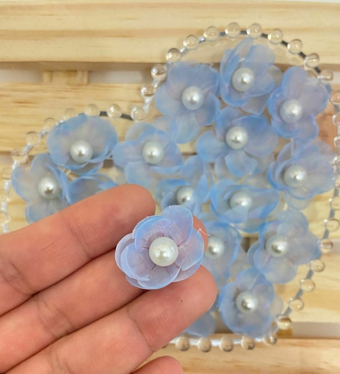 APLIQUE VOAL TIPO ORQUIDEA AZUL BEBE - 4 UNIDADES