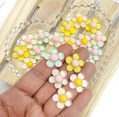 APLIQUE FLOR TRANSLUCIDA RESINA- 5 UNIDADES