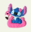 APLIQUE EMBORRACHADO STITCH COM BOIA DE FLAMINGO ROSA - 2 UNIDADES