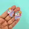 APLIQUE UNICÓRNIO ACRÍLICO BRILHO ROSTO COM COROA - 2 UNIDADES - comprar online