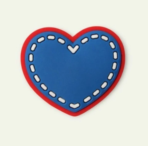 APLIQUE EMBORRACHADO ESCOLAR CORAÇÃO PESPONTADO AZUL BORDA VERMELHA - 2 UNIDADES - comprar online