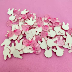 APLIQUE MINI COELHO RESINA GLITTER - 5 UNIDADES - loja online