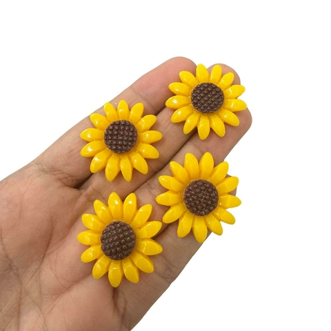 APLIQUE MINI GIRASSOL DE RESINA 30MM - 4 UNIDADES - comprar online