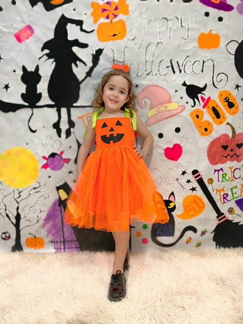 Vestido infantil abóbora