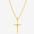 CORRENTE CADEADO FECHO CANHÃO (3MM) & PINGENTE CRUZ FIO PALITO TRADICIONAL 3 (G) - BANHADO EM OURO 18K - comprar online