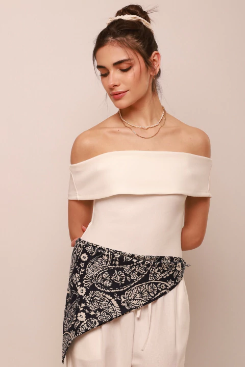 Blusa Ombro a Ombro Off White