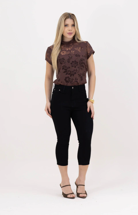 Calça Capri Jeans Black com Elastano - 12301