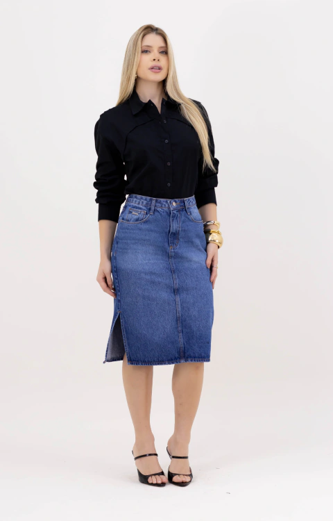 Saia Midi Jeans 100% Algodão - 33114