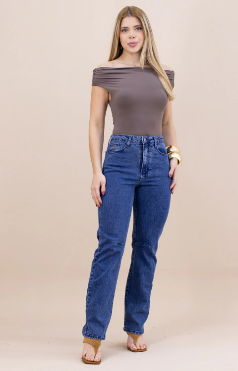 Calça Reta Jeans com Elastano - 12372