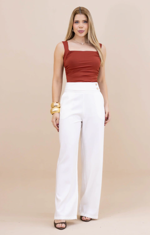 Calça de Alfaiataria detalhe no Cós - 60448