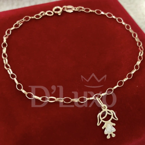 Pulseira elos com filha com ouro branco - comprar online