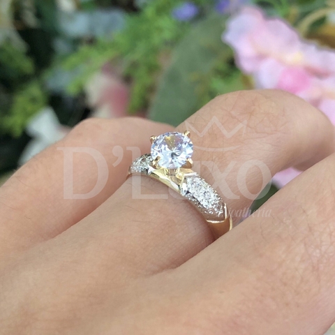 Anel solitário com ouro branco - comprar online