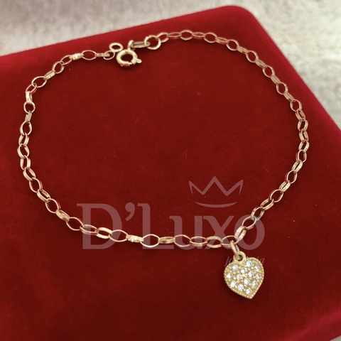 Pulseira elos com coração cravejado - comprar online