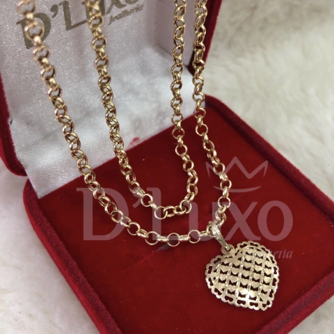Colar elo português com coração corte a laser - comprar online