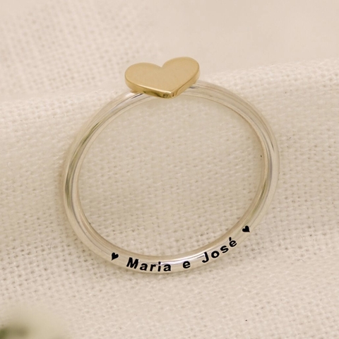 Anel lembranças ouro e prata personalizado - comprar online