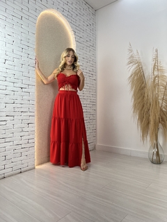 Conjunto De Saia Longuete E Cropped Lastex - comprar online