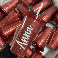 VASO GLITTER ROJO - PERSONALIZADO CON NOMBRE