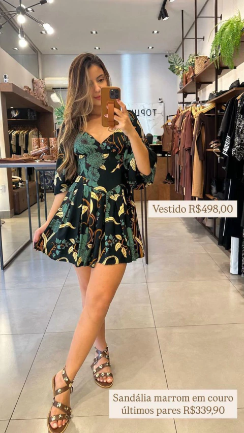 VESTIDO CURTO FLORAL VERDE FARM