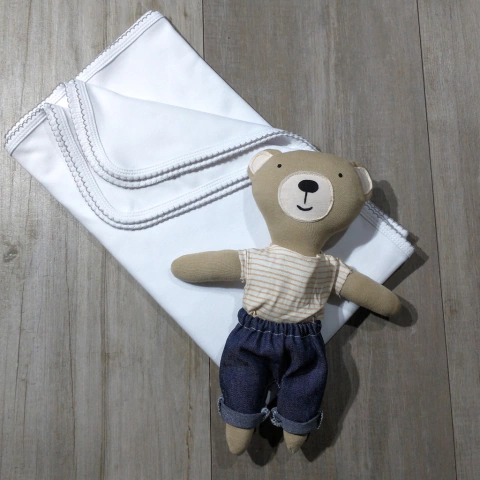 MANTA DE ALGODÓN PIMA LISA CON PICOT