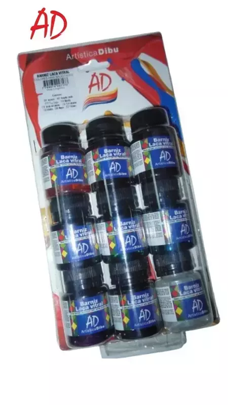 Barniz vitral Artística dibu AD 40 ml surtido blister x 9