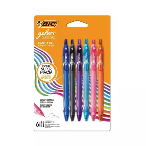 Lapicera boligrafo de Gel Roller x 6 - Bic