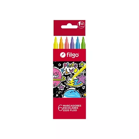 Marcador Fibras Filgo pinto escolar fluo x6