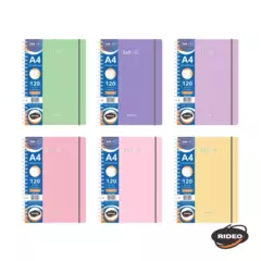Libreta de bolsillo A7 Rideo espiral 90 hojas 90 gramos rayado con elástico
