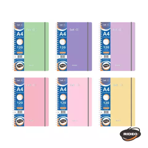 Libreta de bolsillo A7 Rideo espiral 90 hojas 90 gramos rayado con elástico