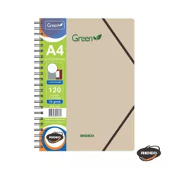 Cuaderno A4 con carpeta incluida de 3 solapas y elastico - Green RIDEO
