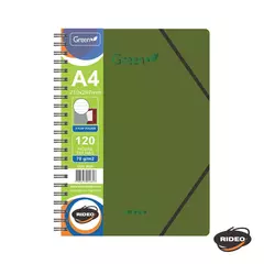 Cuaderno A4 con carpeta incluida de 3 solapas y elastico - Green RIDEO - comprar online