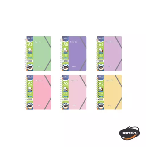 Cuaderno A5 con carpeta incluida de 3 solapas y elastico - Soft Pastel RIDEO - comprar online