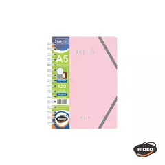 Cuaderno A5 con carpeta incluida de 3 solapas y elastico - Soft Pastel RIDEO - Tu Artistica