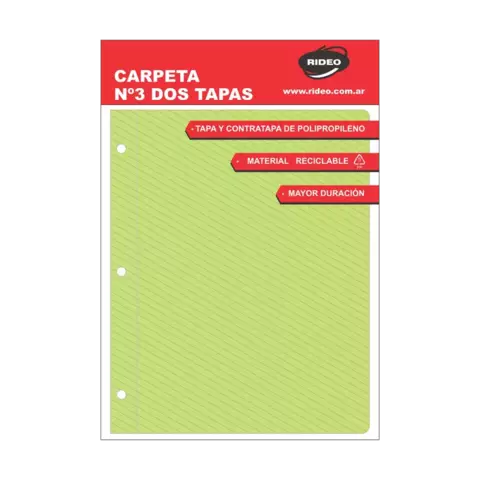 Carpeta N° 3 plástico neon Rideo (carpeta 2 tapas para ganchos) - comprar online