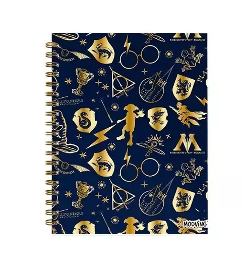 Cuaderno 16 x 21 Mooving tapa dura 80 hs espiral rayado Harry potter