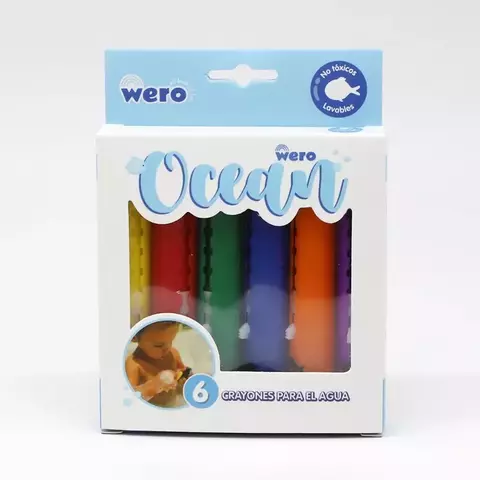 Crayones Wero para el agua ocean caja x 6 bañera
