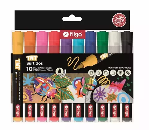 Marcador Filgo pintura al agua (acrilico) TNT punta redonda 3.0 mm surtido x 10 - comprar online