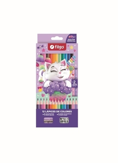 Lápices colores Filgo pinto x 12 + 2hb + goma + sacapunta gatito
