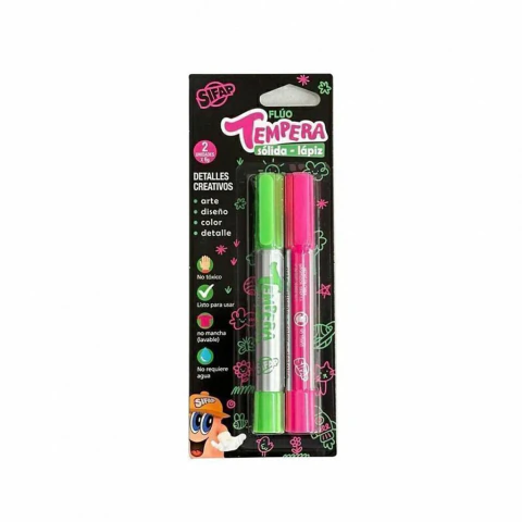 Tempera Solida en Lapiz Sifap x 2 colores FLUO Verde / Rosa