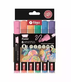 Marcador Filgo pintura al agua (acrilico) TNT Pastel x6 Punta redonda mediana 3 mm - comprar online