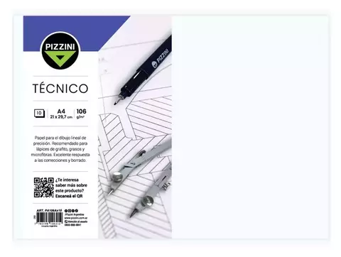 Papel Pizzini dibujo 106 gramos A4 21 x 29,7 paquete x 10