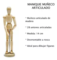 Muñeco Maniquí Madera Articulado 14 cm - tienda online