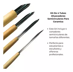 Set Kit 4 Ahuecador Sacabocado Semicircular Ceramica Arcilla - Gubias x 4 - Tu Artistica