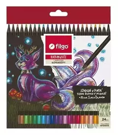 Lapices de colores Filgo black and white madera x24