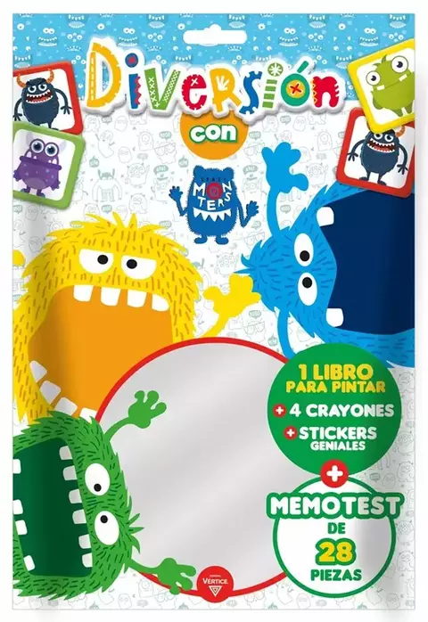 Set Diversion ( 1 libro para pintar + crayones + stickers + memotest ) Monstruos