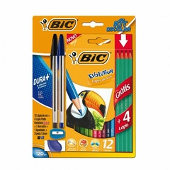 Kit escolar bic evolution + boligrafos (2 lapiceras + 12 colores + 4 lapices HB)