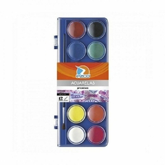 Acuarela caja con tapa EZCO premium 12 colores + pincel - comprar online