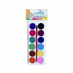 Acuarela Pastilla ezco escolar colores surtidos x 12 + pincel