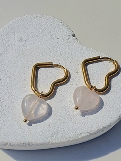 Aros Corazón Cuarzo Rosa en internet