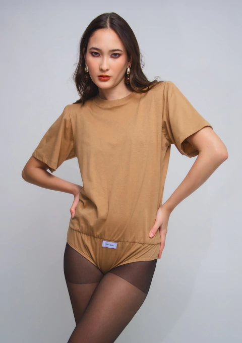 BODY T-SHIRT OMBREIRA CARAMELO - comprar online